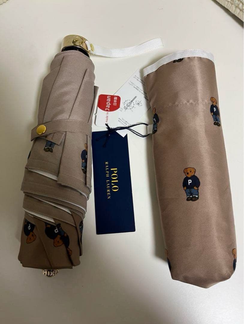 新品　折りたたみ傘　POLO BEAR ツイル　ポロラルフローレン　ベージュ