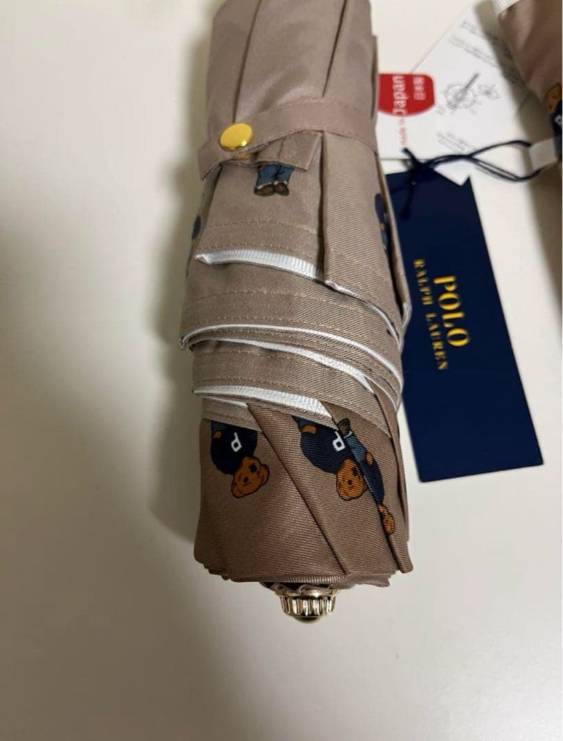 新品　折りたたみ傘　POLO BEAR ツイル　ポロラルフローレン　ベージュ
