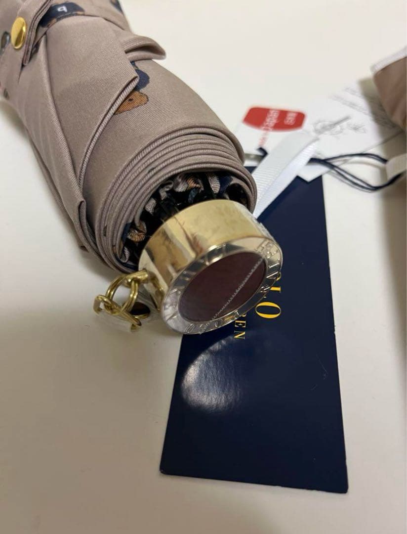 新品　折りたたみ傘　POLO BEAR ツイル　ポロラルフローレン　ベージュ