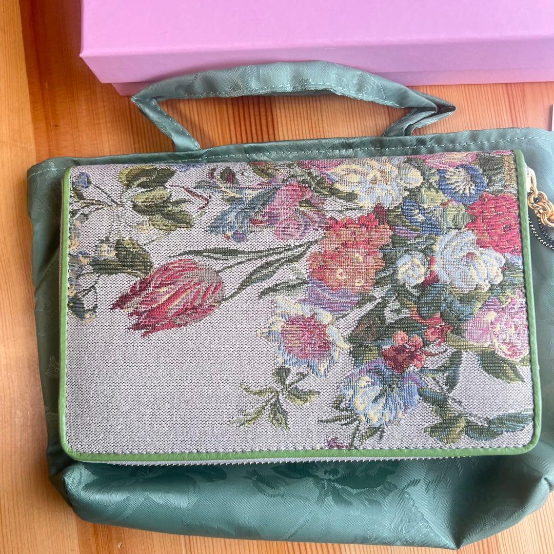 新品 箱付き✨シンクビー！ チェストフィオーレ 長財布 グリーン　ゴブラン織り