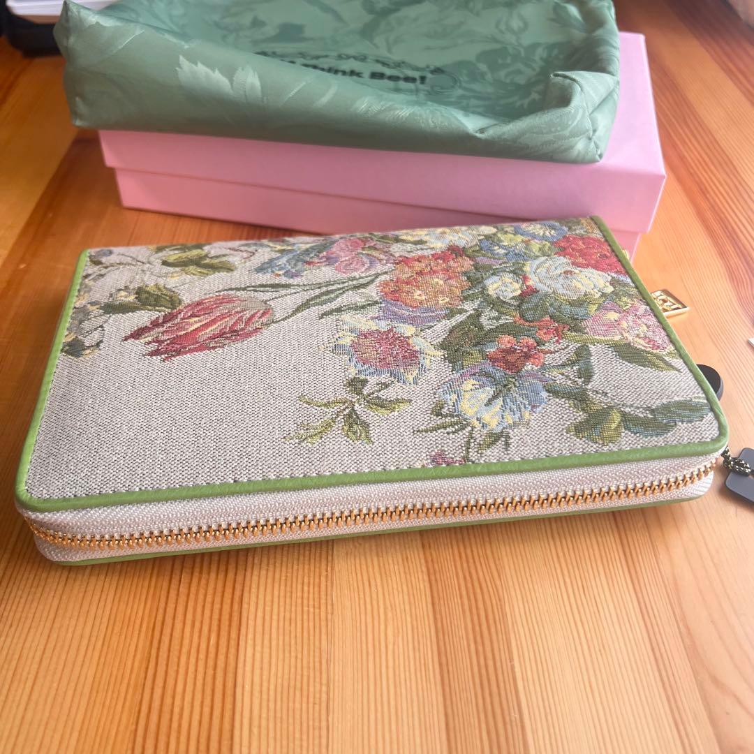 新品 箱付き✨シンクビー！ チェストフィオーレ 長財布 グリーン　ゴブラン織り