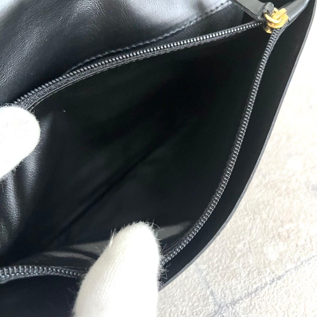 極美品✨️バーバリー チェック柄 長財布 ウール レザー モノトーン フラップ