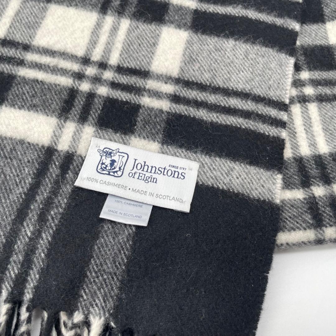 美品✨ジョンストンズ カシミヤ100% チェック 大判ストール マフラー