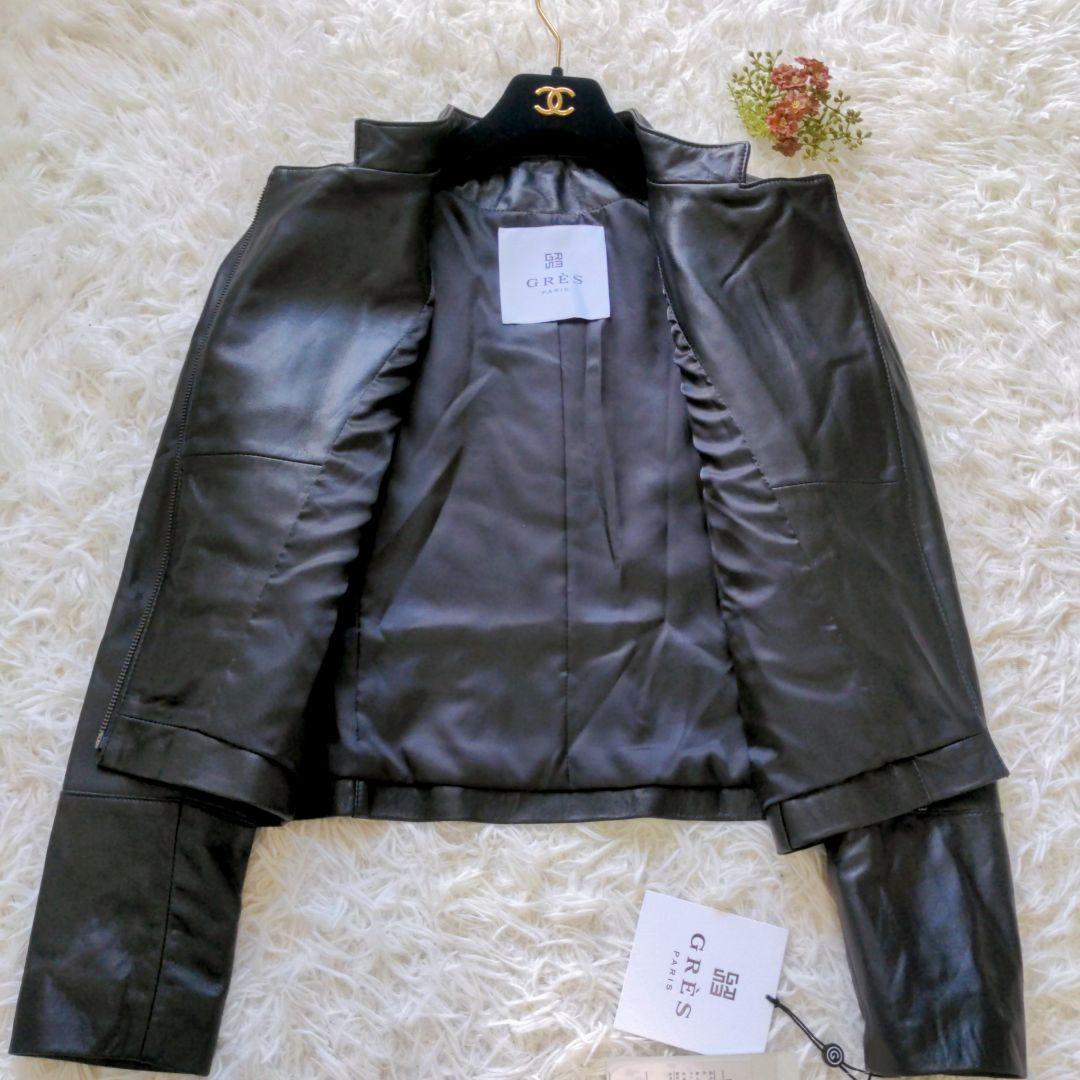【新品未使用タグ付き】GRES paris ラムレザーライダースジャケット