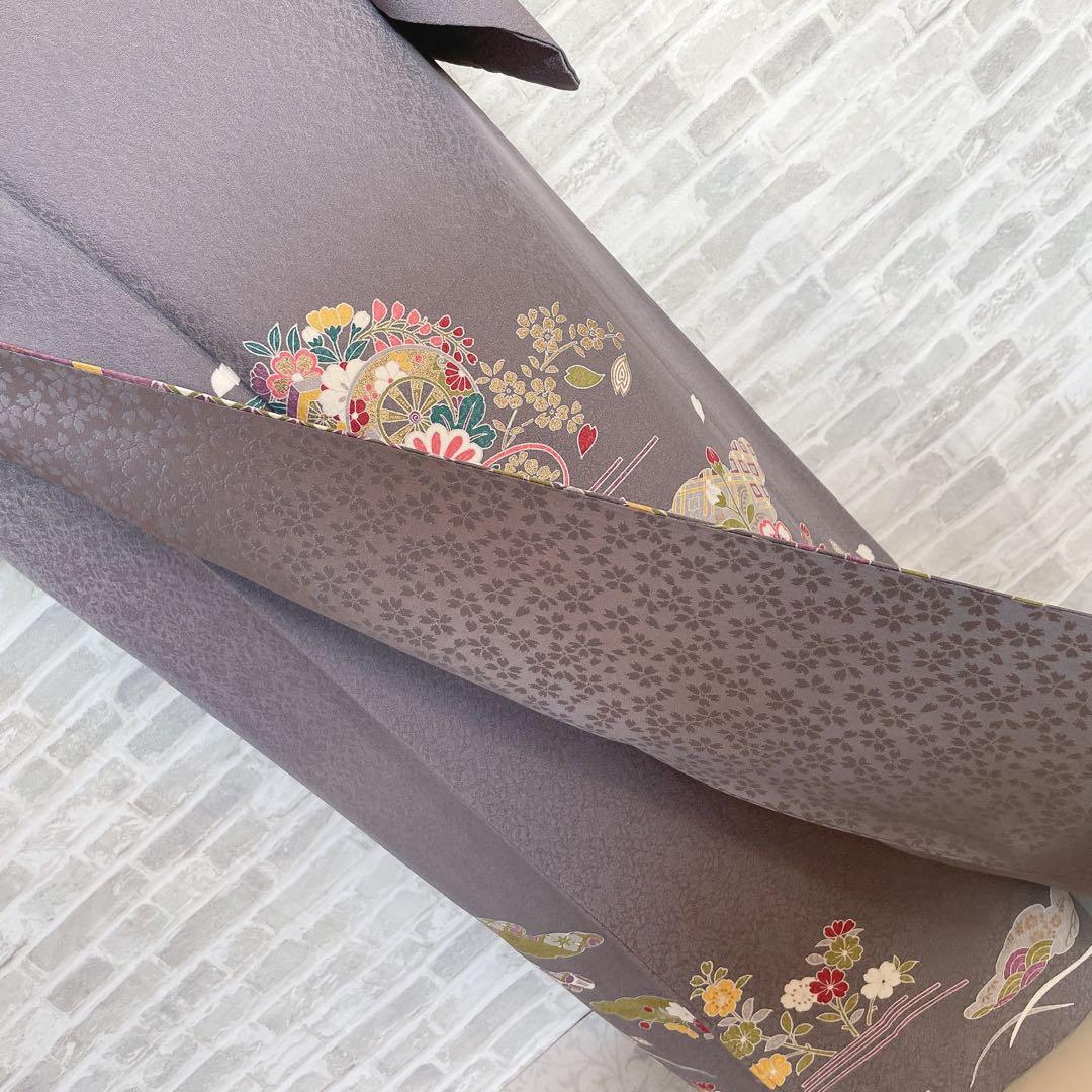 訪問着　フルセット　花ぐるま　流水　鮮やか花々　金彩加工　入学式　Q3