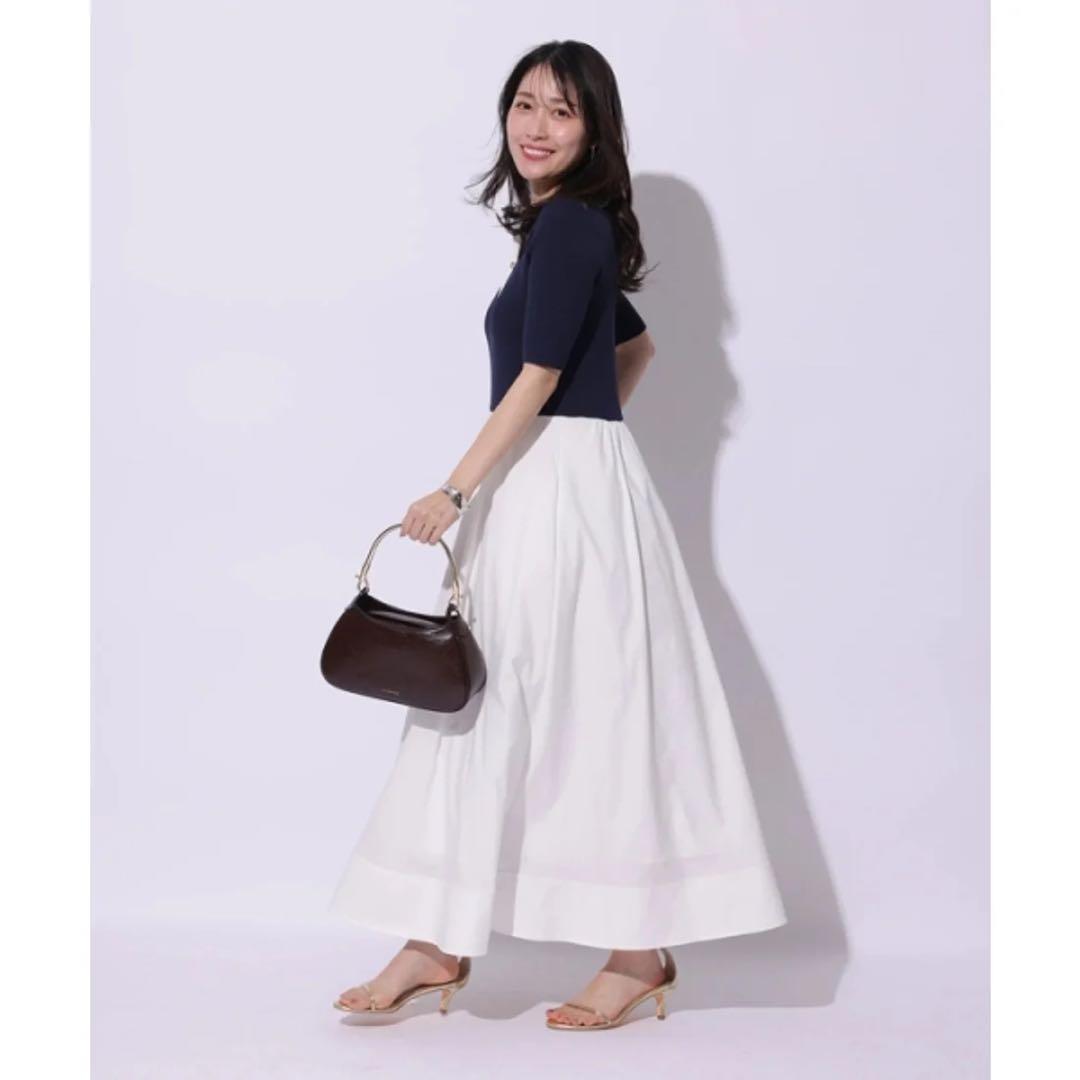 【新品未使用】アプワイザーリッシェ　襟ドッキングニットワンピース　ネイビー　S