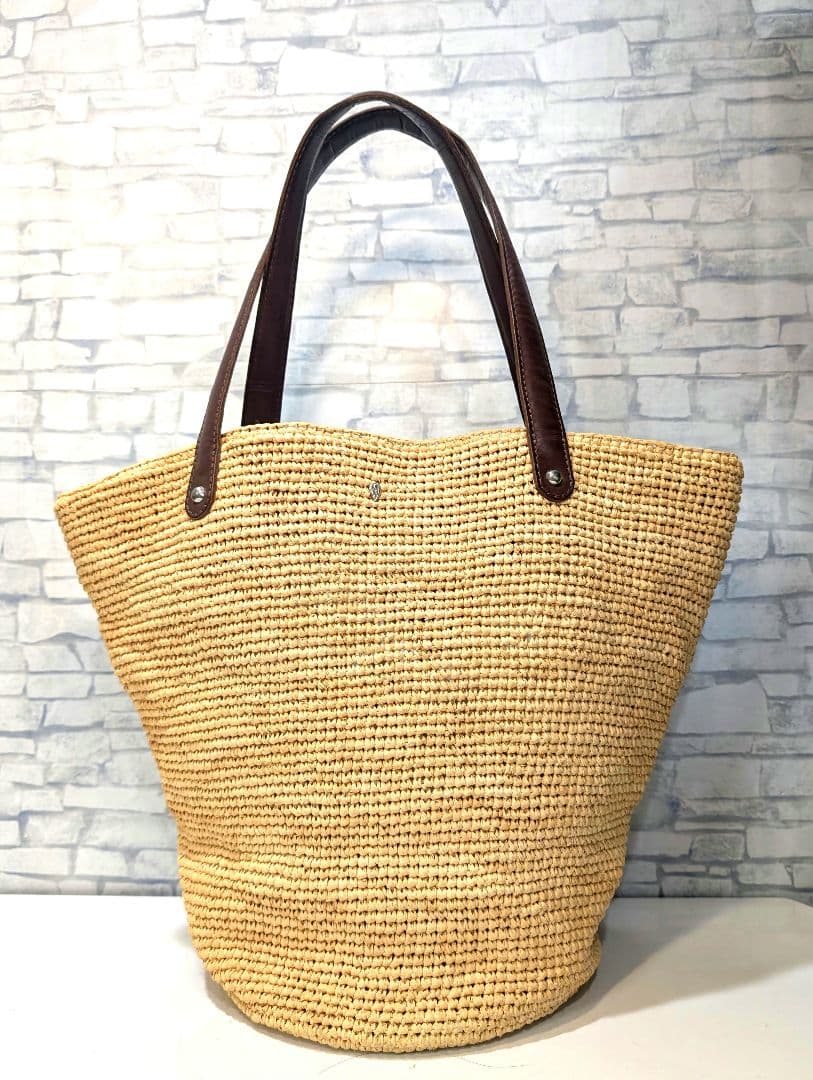 ✨美品✨　かごバッグ　ヘレンカミンスキー　大容量　ラフィア　レザー
