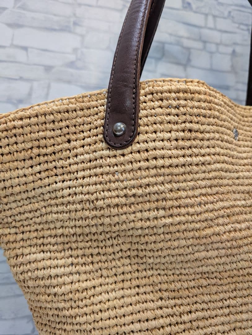 ✨美品✨　かごバッグ　ヘレンカミンスキー　大容量　ラフィア　レザー