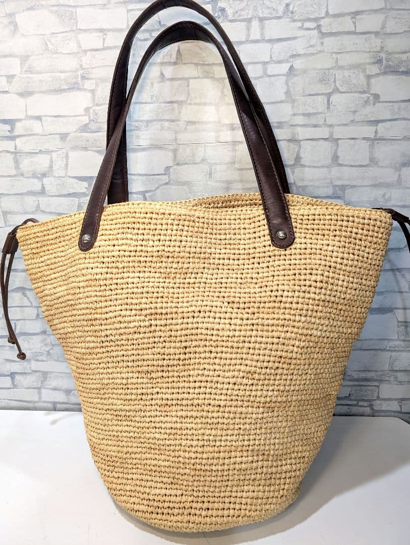 ✨美品✨　かごバッグ　ヘレンカミンスキー　大容量　ラフィア　レザー