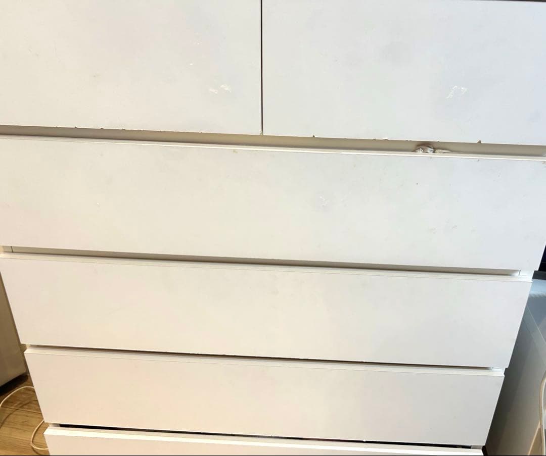 ホワイト　5段　チェスト　木製　シンプル家具　たんす　インテリア