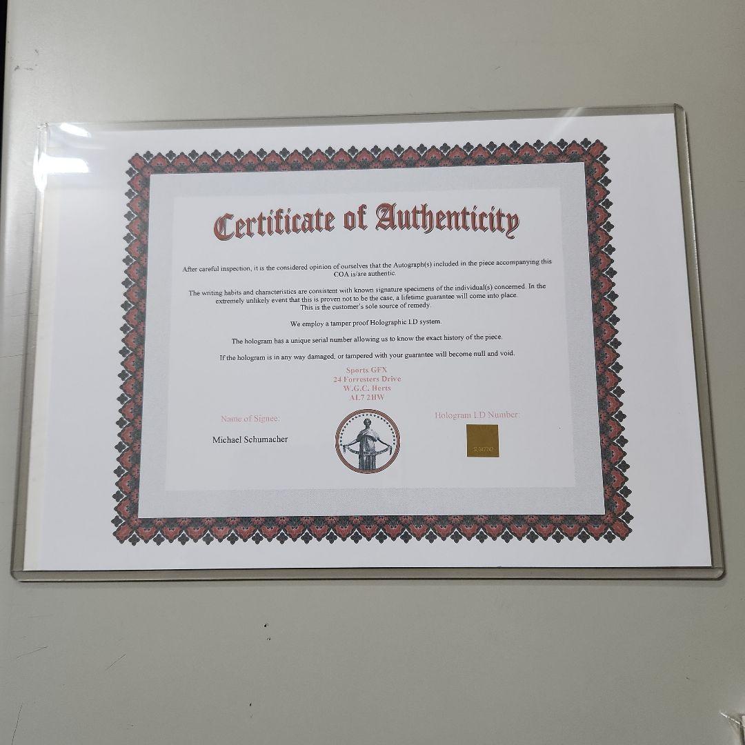 ミハエル・シューマッハ　F1　　　　サイン入りフォト　証明書付き