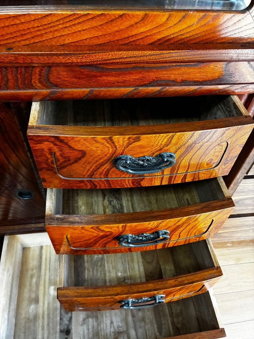 Grace です/昭和レトロ　欅調 茶箪笥／飾り棚