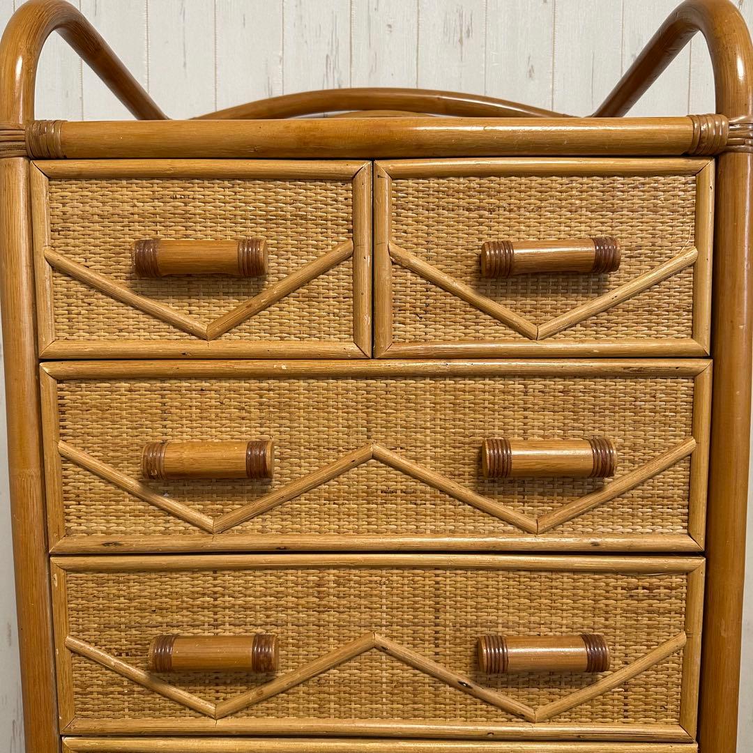チェスト 家具 タンス 収納家具 整理棚 ラタン 6段 天然素材 引取希望