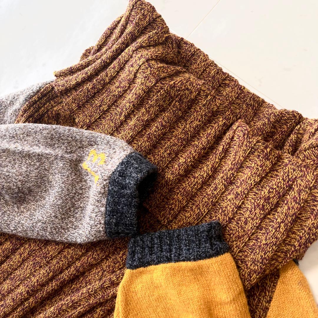 未使用級 β ベータ ゆったり ニットワンピース バイカラー 体系カバー B刺繍