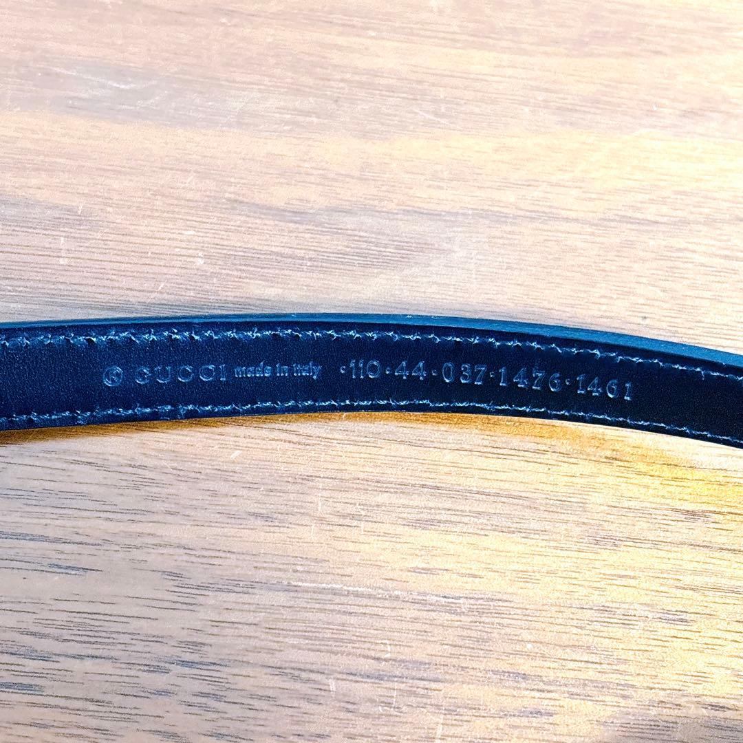 GUCCI グッチ ゴールドバックル レザーベルト ブラック 細ベルト
