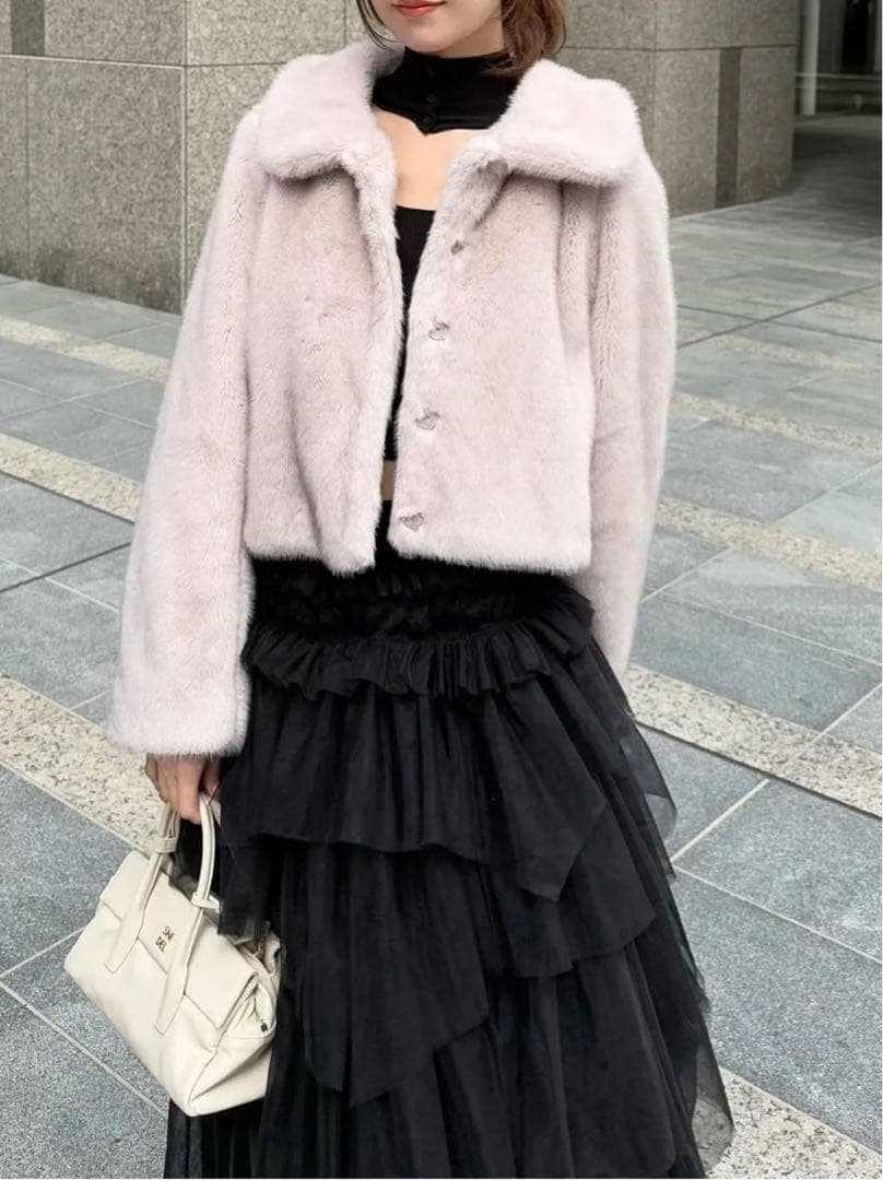 ろーる　 未試着タグ付き新品　ステンカラーショートファーコートジャケット