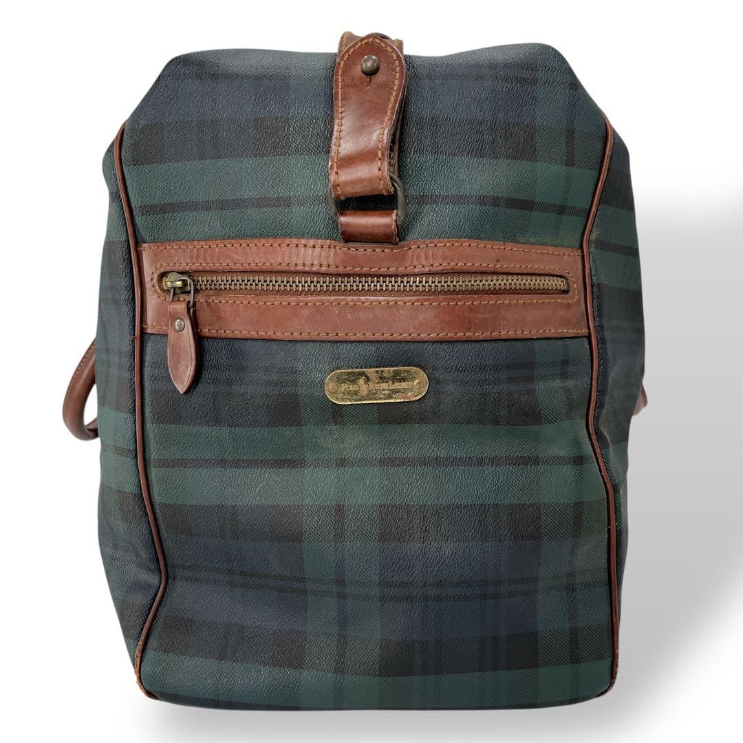 ポロラルフローレン　2way ボストンバッグ　チェック柄　旅行カバン　グリーン