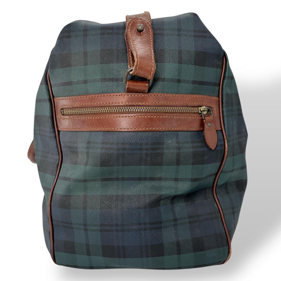ポロラルフローレン　2way ボストンバッグ　チェック柄　旅行カバン　グリーン