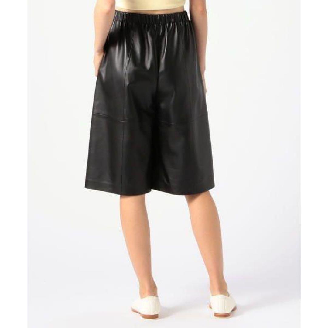 BACCA/ブラック/レザーハーフパンツ
