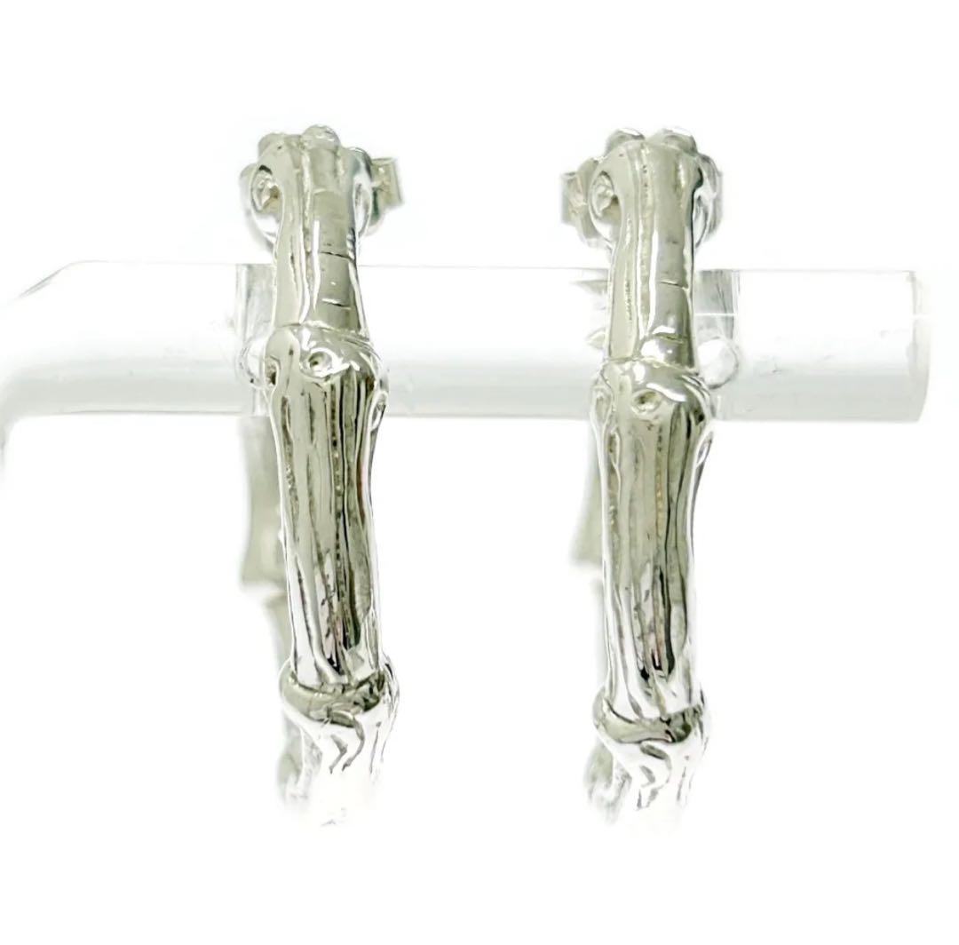 シルバーバンブーフープピアス