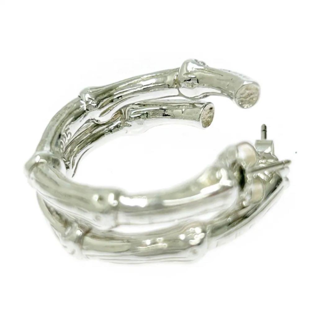 シルバーバンブーフープピアス