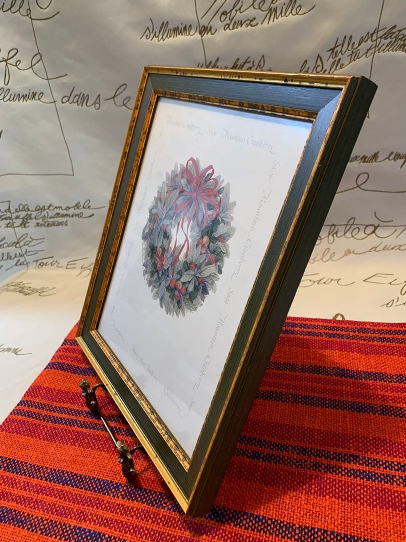 デンマーク製　雑貨　赤い実のリースの額とピューター四季セット　seringa様