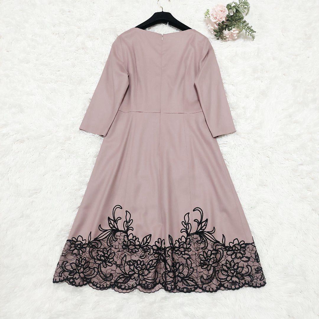 新品タグ付き ANAYI ウール 花柄 レース スカラップ ワンピース Aライン