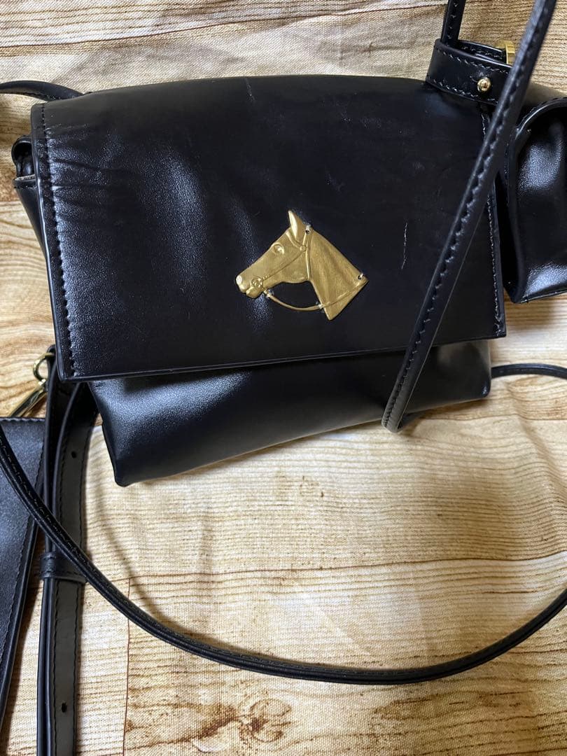 正規ブルックリンear総レザーL43cm2way美品＋BOX型斜め 両チャーム付