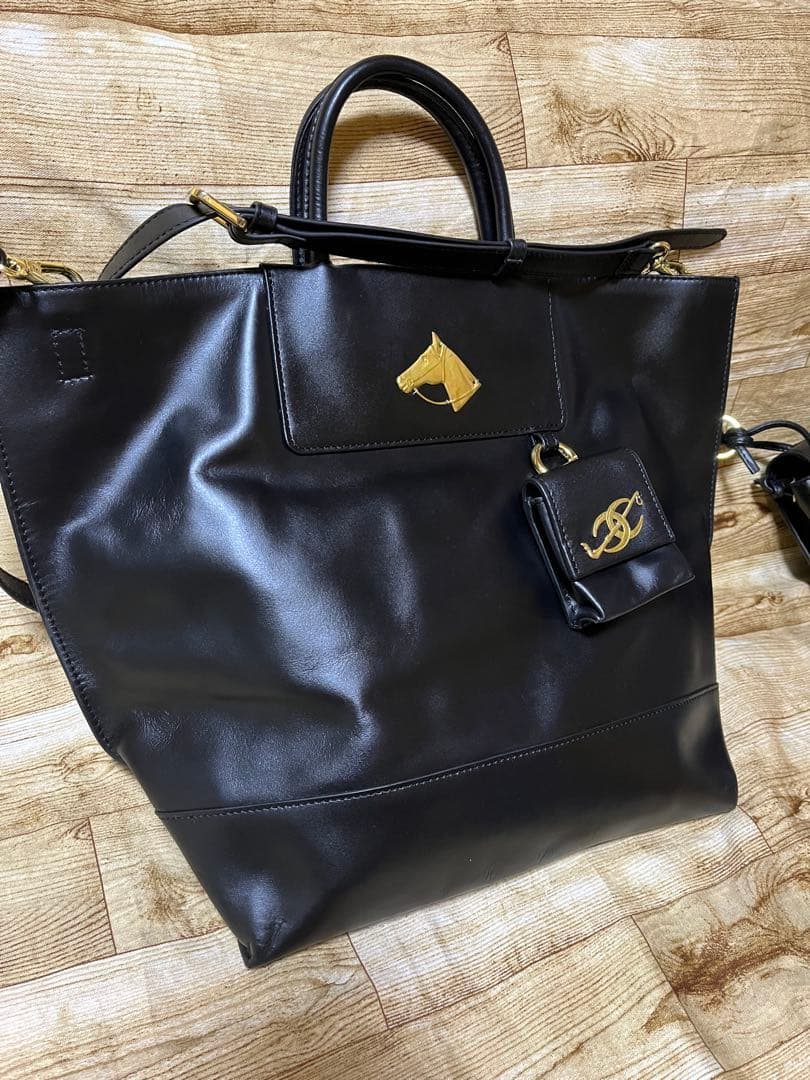 正規ブルックリンear総レザーL43cm2way美品＋BOX型斜め 両チャーム付