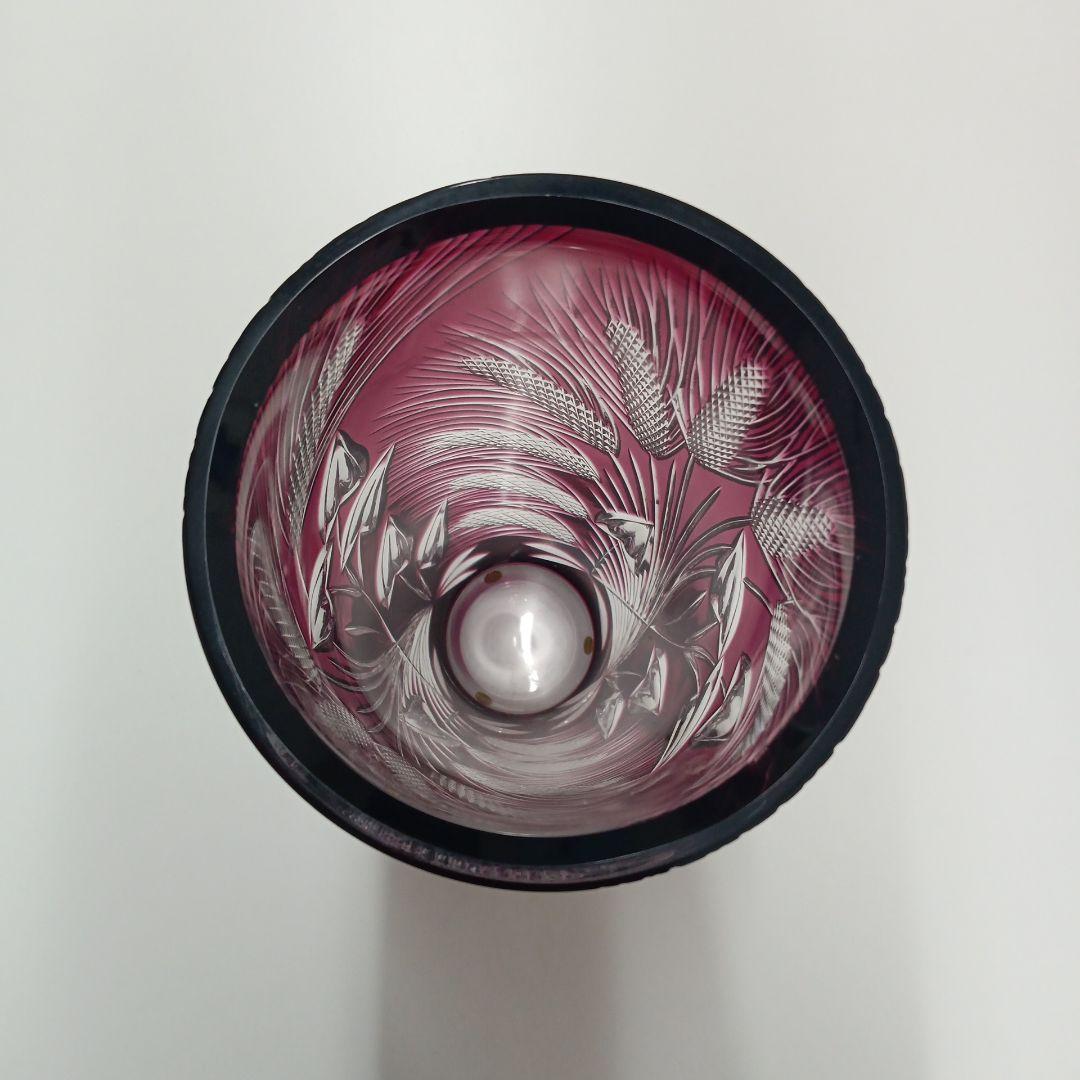 江戸切子　クリスタル 紫色 花瓶