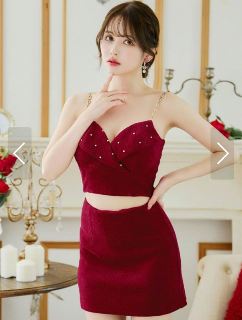 ROBE de FLEURS Glossy/バストビジューセットアップミニドレス