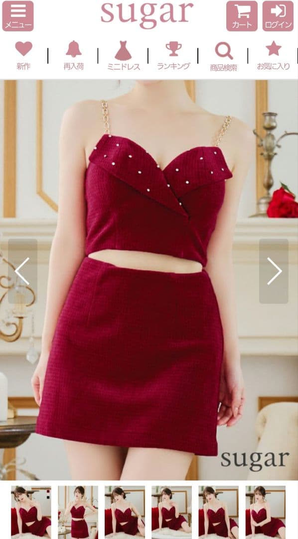 ROBE de FLEURS Glossy/バストビジューセットアップミニドレス