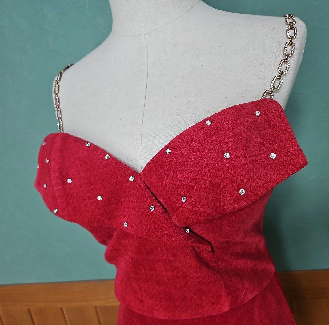 ROBE de FLEURS Glossy/バストビジューセットアップミニドレス