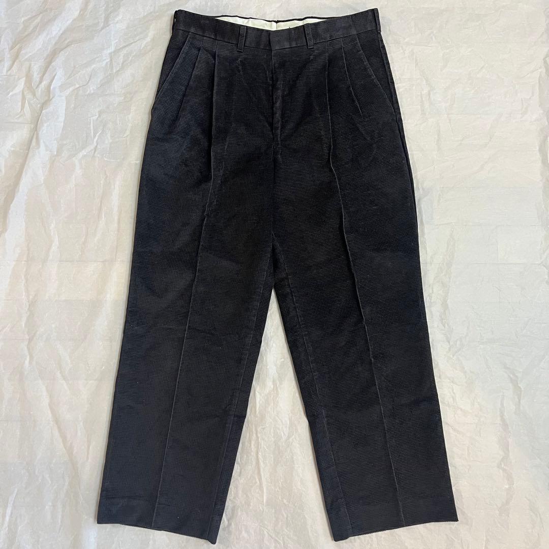 80s ヴィンテージ USA製 2タック コーデュロイパンツ ブラック