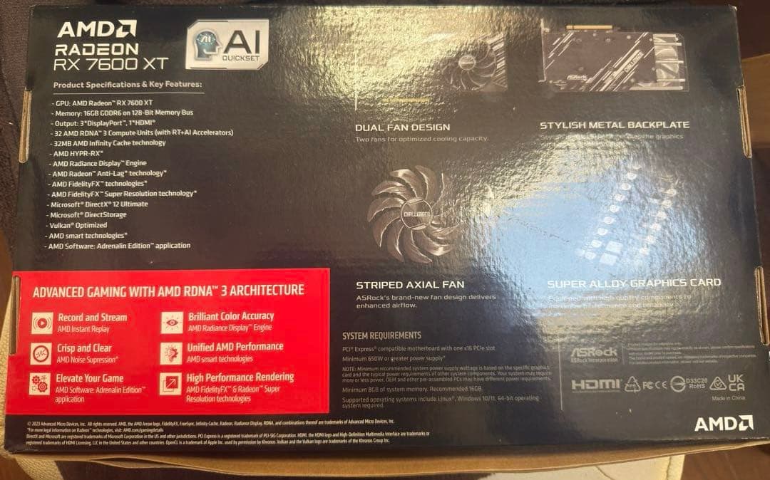 グラフィックボード・グラボ・ビデオカード ASRock RX 7600 XT Challenger 16GB