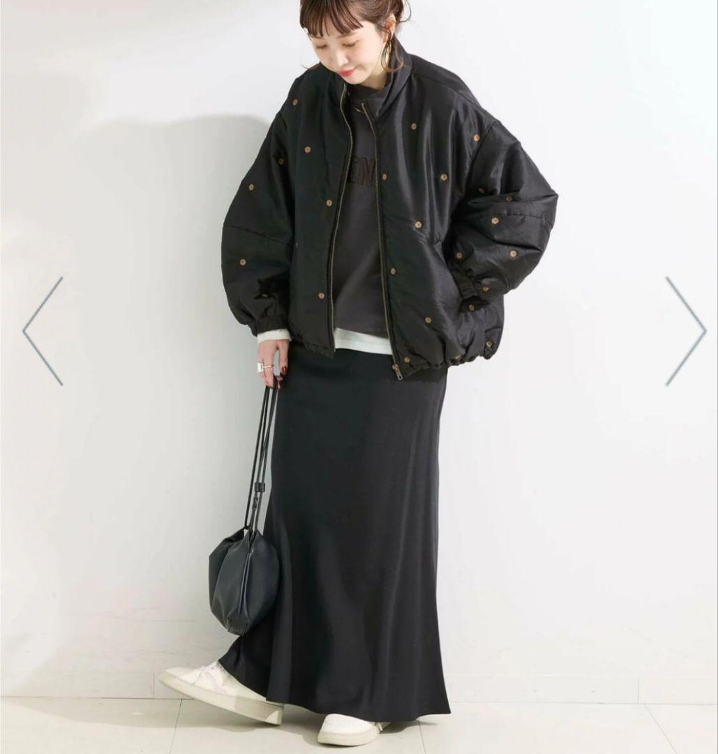 今季購入★極美品★ベーセーストックB.CSTOCK中わた刺繍ブルゾン黒アウター