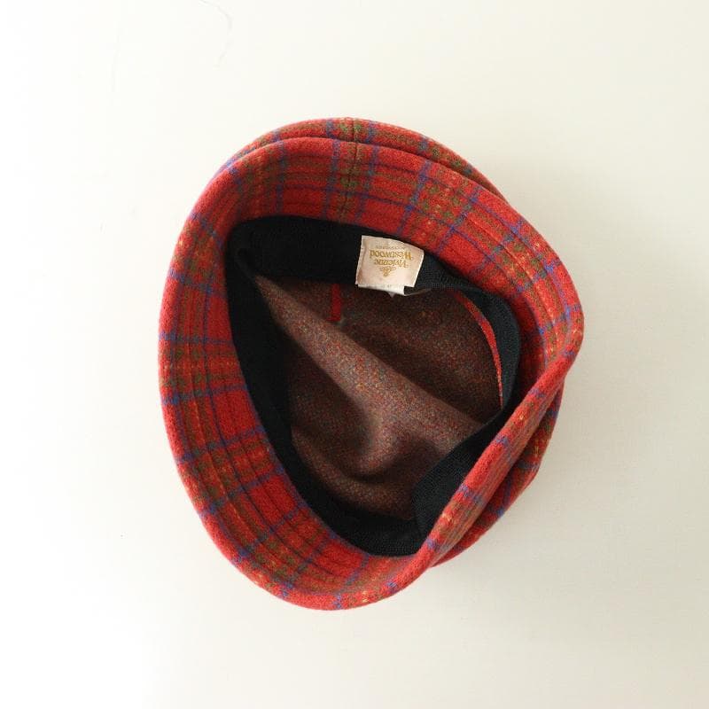 希少＊Vivienne Westwood チェック オーブ クロッシェ帽子　赤