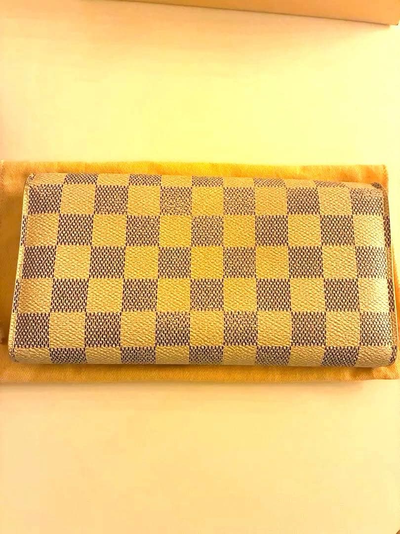 Louis Vuitton 長財布 チェック柄 アイボリー/グレー