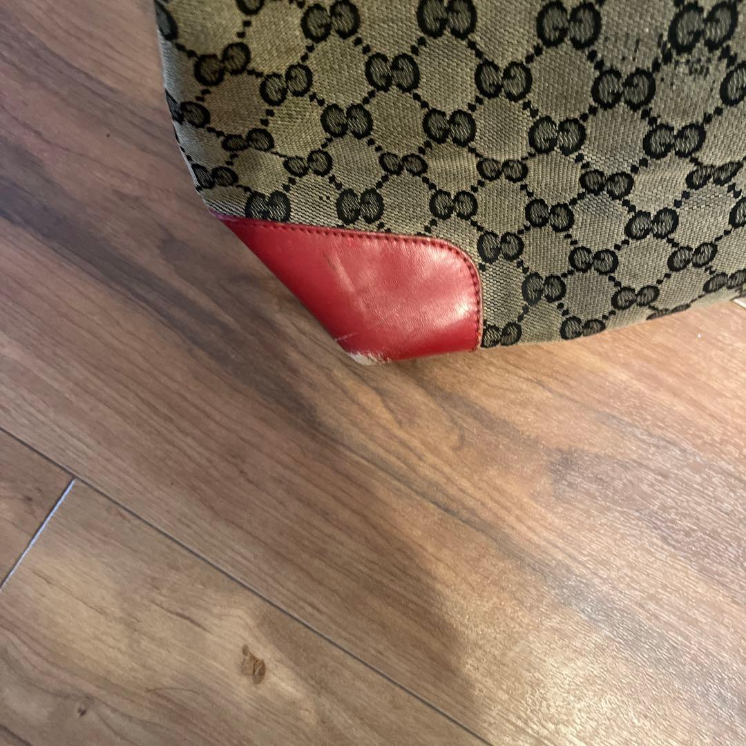 Gucci ロゴトートバッグ ベージュ/レッド