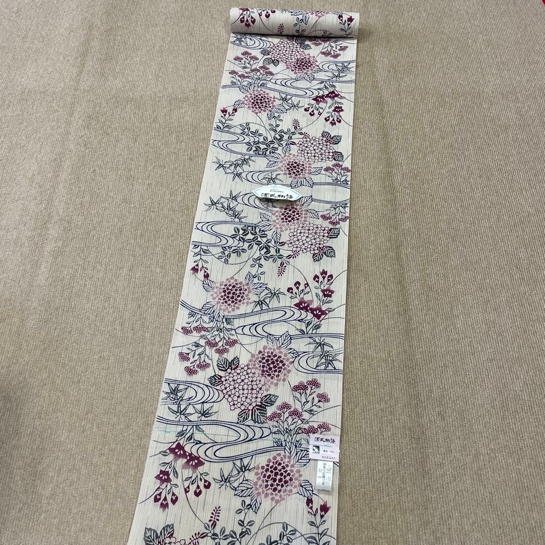お仕立て代等込み 新品 本染 源氏物語 さわらび 綿麻 おしゃれゆかた 浴衣