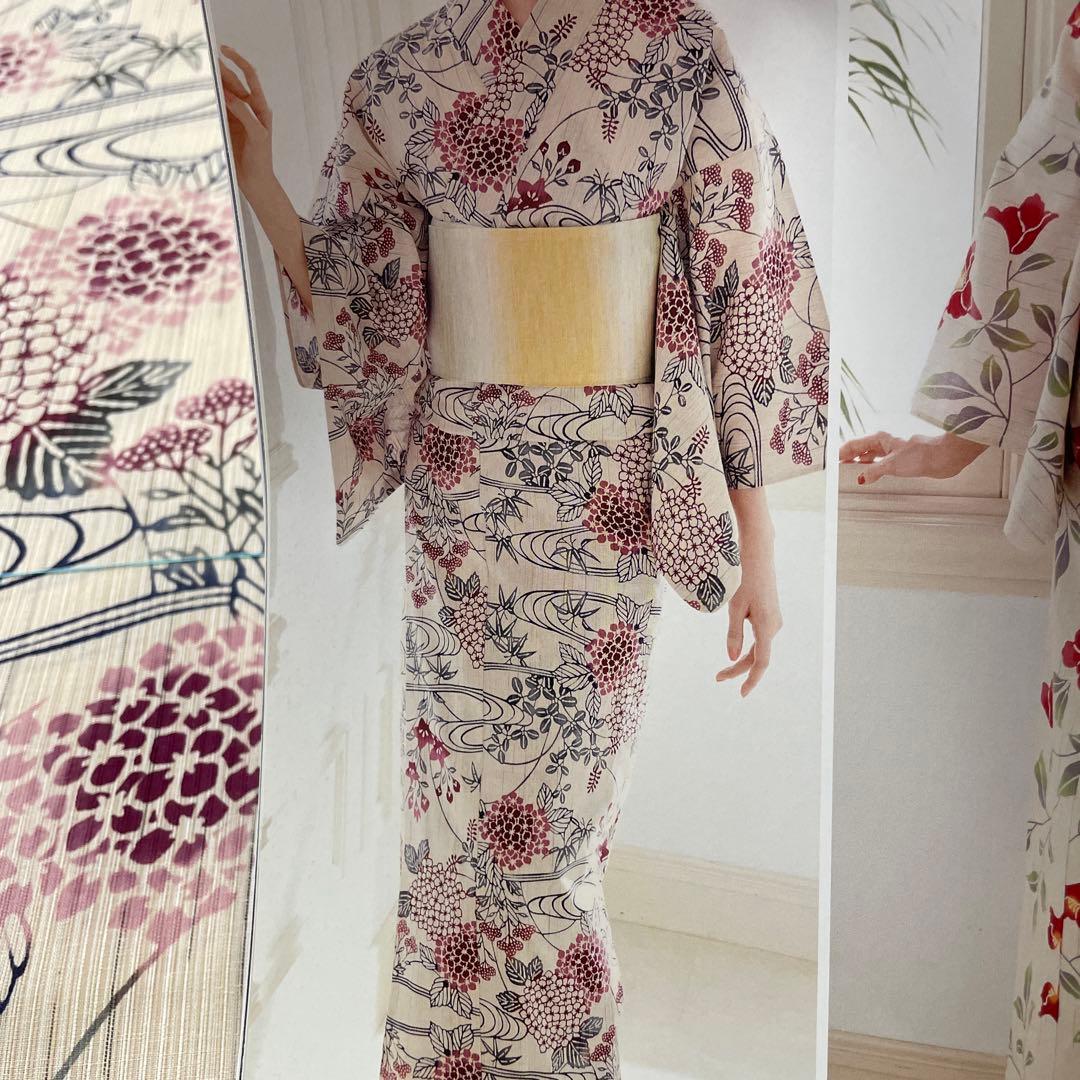 お仕立て代等込み 新品 本染 源氏物語 さわらび 綿麻 おしゃれゆかた 浴衣