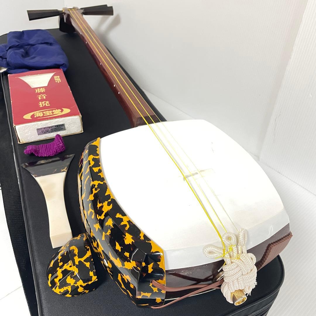 美品 津軽三味線 子持綾杉 GP24 二本溝 紫檀 紅木 糸巻き 即演奏可能