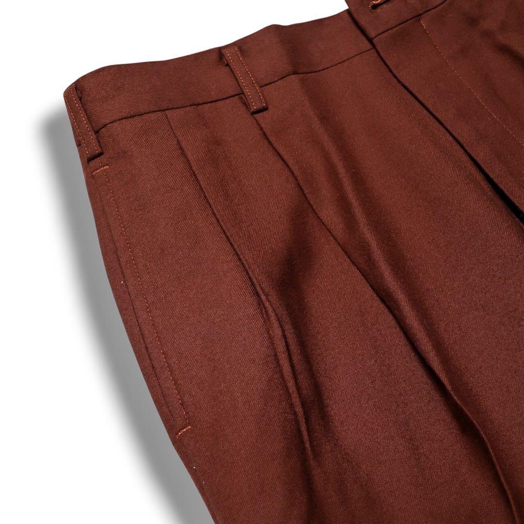 ヴィンテージ ダークブラウン カラー ダブル ウール セットアップ スーツ 茶