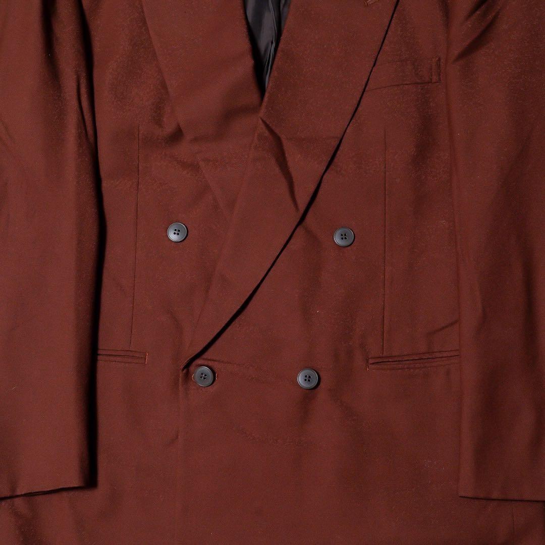 ヴィンテージ ダークブラウン カラー ダブル ウール セットアップ スーツ 茶