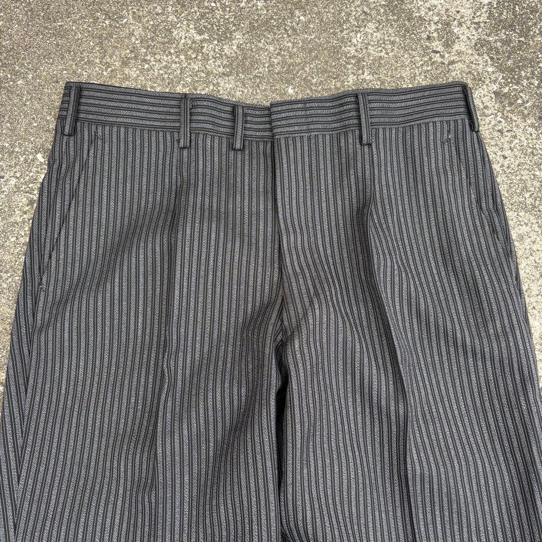 70s vintage ウールスラックス ストライプ ブラック 肉厚