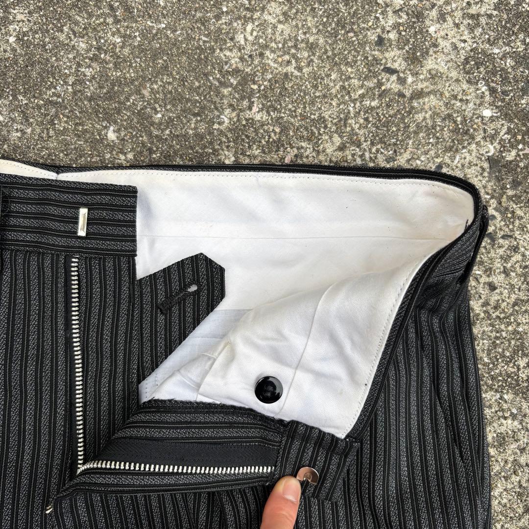 70s vintage ウールスラックス ストライプ ブラック 肉厚