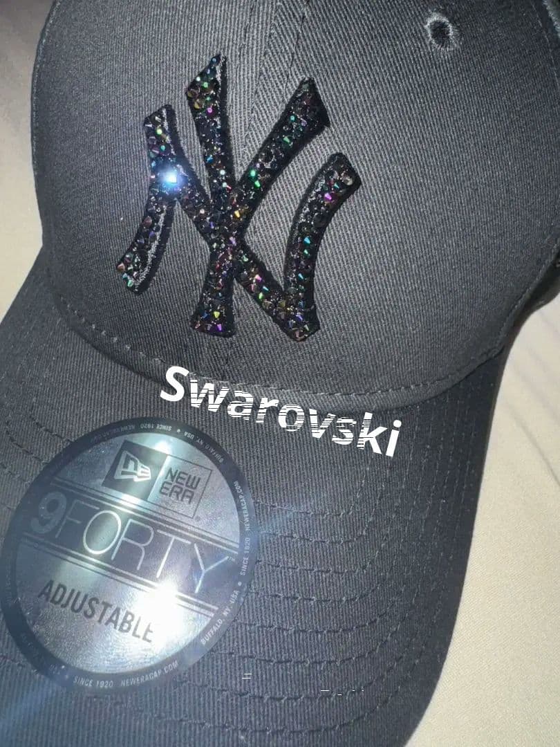 ニューエラデコ　NEWERA ニューエラ　メンズ　デコ　ブラック　 スワロ