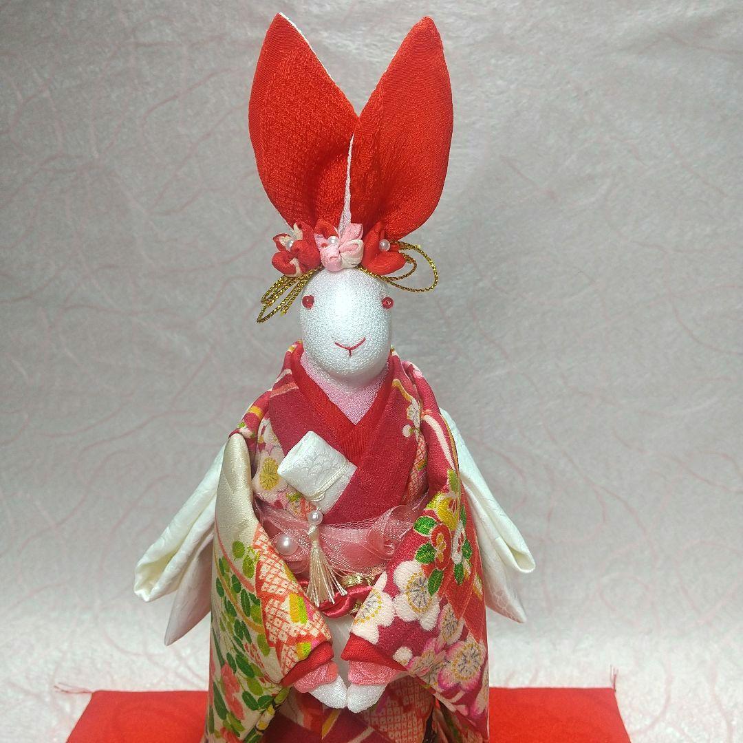 ちりめん細工 古布 うさぎの新郎新婦