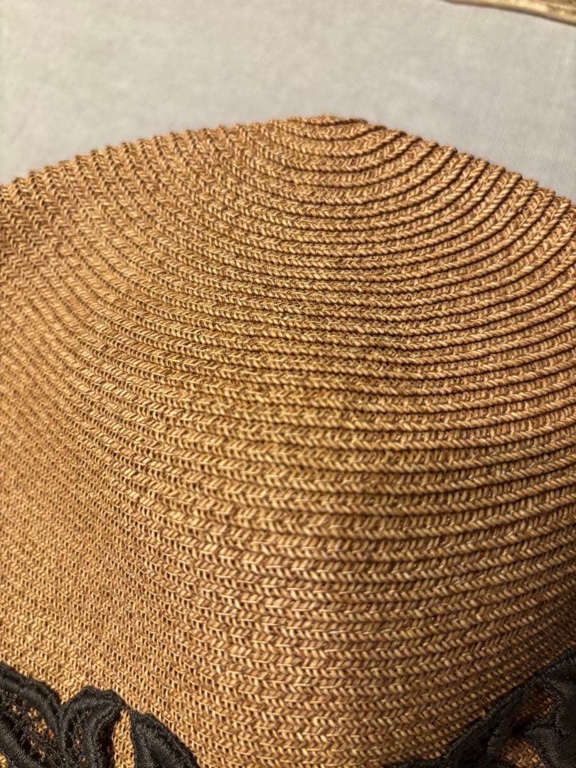 Athena New york 麦わら帽子　 グレーレース飾り