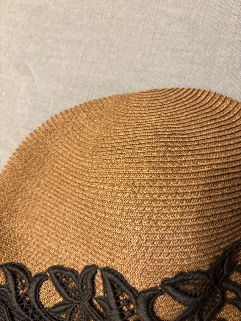 Athena New york 麦わら帽子　 グレーレース飾り